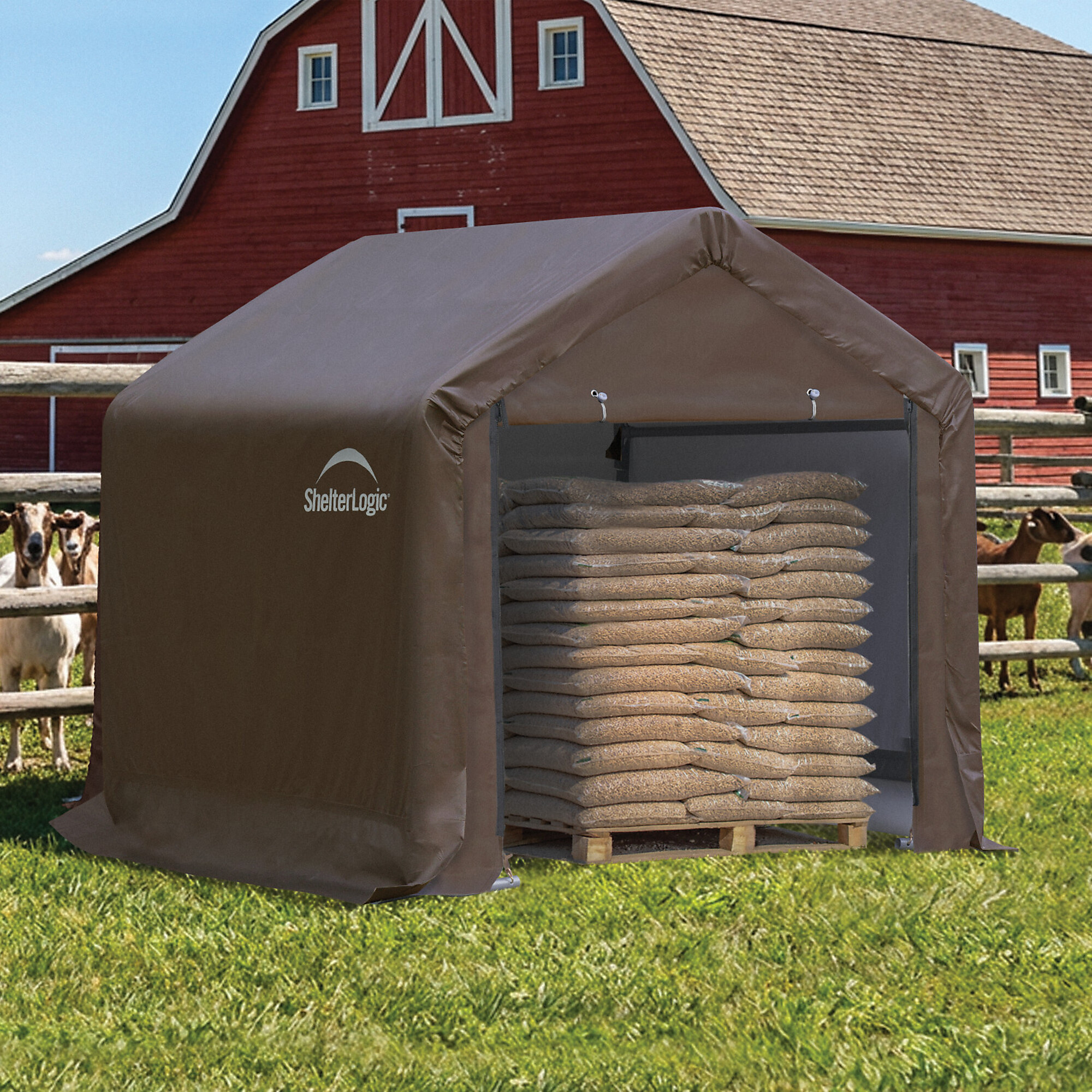 ShelterLogic AG Run-In Loafing Shed — 6ft. x 6ft. x 6ft., Brown, Weather-Resistant, Easy Assembly, Model# 60406
